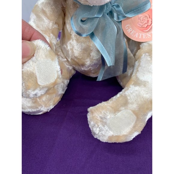 Dan Dee World's Greatest Mom Cream Bear Blue hat and Scarf - Picture 2 of 12